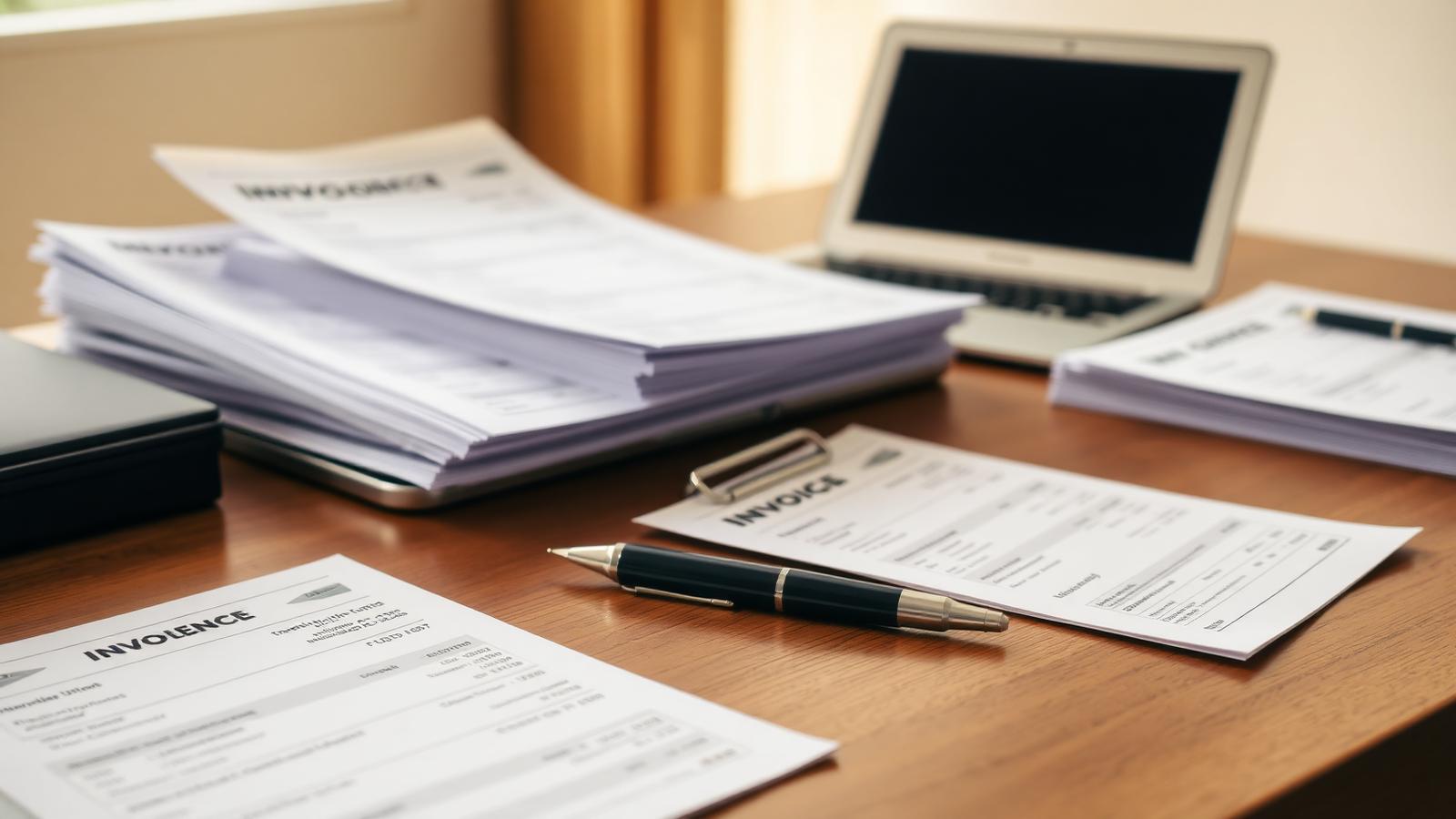 A business owner reviewing an unpaid invoice